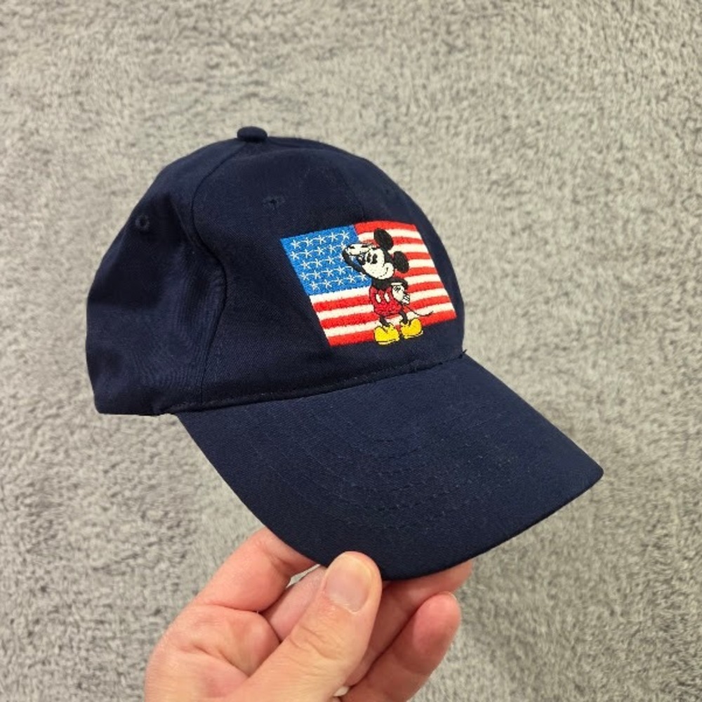 Disney Store Mickey‎ Mouse Hat Unisex Adult OSFM Navy Blue USA Flag Salute Cap